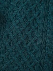 1 件装 女童简约优雅绿色针织毛衣裙 - 綠色 - 查看 3