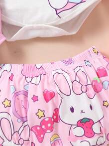 1set Baby Girl Adorable Pattern Print Bodysuit With Diaper Cover, Summer Outfit - Multicolor - View 5