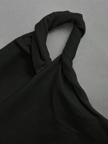 Sweetra 不对称单肩性感紧身黑色迷你连衣裙 - 黑色 - 查看 3