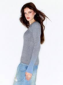 MUSERA Y2K镂空长袖针织上衣，适合晚宴和派对，优雅时尚 - 灰色 - 查看 3