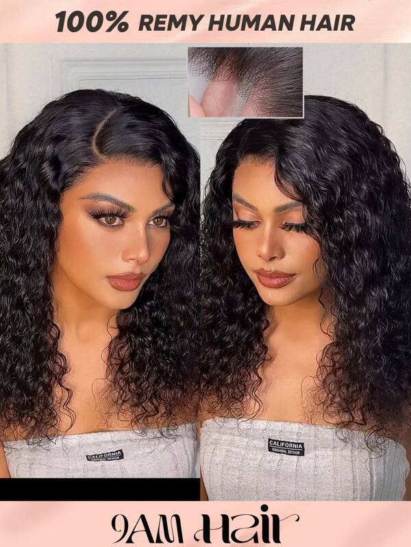 Transparent Lace Water Wave 13X4 Lace Frontal Wigs 180% Density 16-20 Inch 1B Natural Black Color Pre Plucked Natural hairline Top Quality Human Hair Wigs For Women