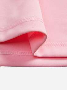 SHEIN Tween Girls' Loose Casual Sports Round Neck Short Sleeve T-Shirt And Shorts Set With Letter Print - Pink - View 14