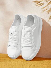 Zapatillas casuales blancas versátiles y sencillas para mujeres, navidad, otoño