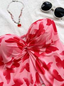 Soleia 女士抹胸扭纹全印花背心，适合休闲和度假 - 彩色 - 查看 2