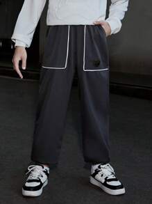 SHEIN Tween Boy Reflective Stripe & Pocket Design 2pcs Long Pants Set, Casual - Multicolor - View 5