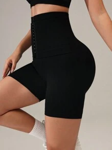 Easithlete Quần short tập yoga liền mạch nén eo cao cho nữ, quần short tập luyện 5 inch kiểm soát bụng - màu đen - Xem 6
