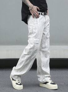Manfinity Hypemode Men All-Over Print Pocket Casual Straight Leg Pants - Apricot - View 4