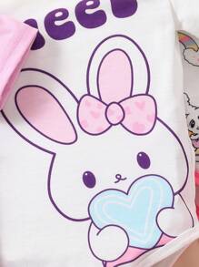 1set Baby Girl Adorable Pattern Print Bodysuit With Diaper Cover, Summer Outfit - Multicolor - View 7