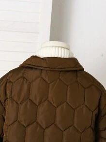 SHEIN Fashionable Retro Style Toddler Young Girl Straight Padded Coat - Brown - View 4