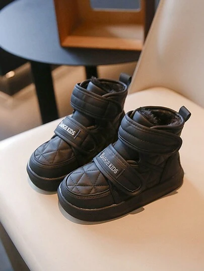 儿童靴子 女童鞋 时尚保暖雪地靴 钩环 简约室内外穿着