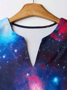 SHEIN LUNE 无袖印花长款缺口领度假夏装 - 彩色 - 查看 3