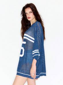 MUSERA Y2K Oversized Knit Football Top - Multicolor - View 3