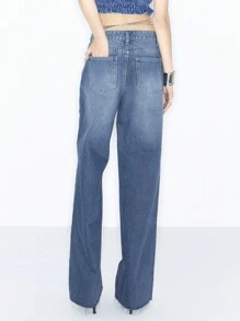 MUSERA Y2K Boyfriend Block Colour Denim Jeans