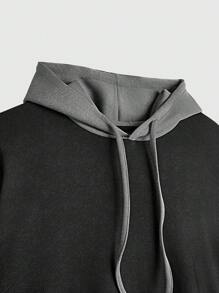 Manfinity VCAY Sudadera con capucha de tejido de punto jaspeado y parches casual para hombres de talla grande, apta para otoño e invierno
