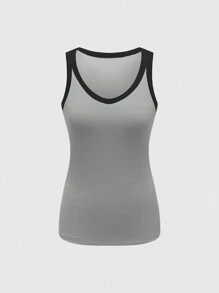 SHEIN LUNE 女士 V 领拼色细肩带紧身吊带背心 3 件/套，夏季和秋季 - 彩色 - 查看 3