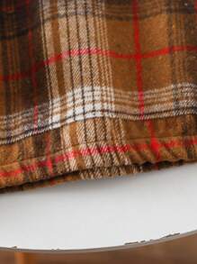 SHEIN Big Boy Casual Plaid Print Hooded Jacket