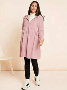 SHEIN Chaqueta informal para maternidad 3 en 1 con capucha tipo canguro y abrigo de manga larga con inserto desmontable, inserto, corte holgado - Rosa - Ver 4