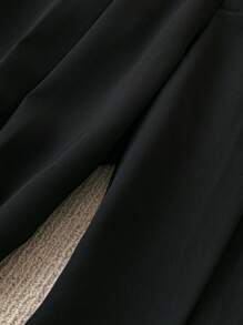 SHEIN LUNE Cộng với kích thước Quần váy ống rộng màu trơn thông thường - Màu xanh lam - Xem 6