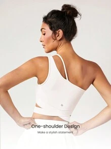 GLOWMODE SHEIN GLOWMODE X Marika Sila FeatherFit™ Flex Appeal One Shoulder Sports Bra Tank Top Low Impact Yoga Daily