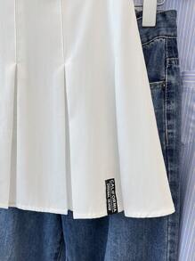 SHEIN 2pcs Tween Girl Loose Leisured Minimalist Campus Style Fashion Letter Print Oversized Sweatshirt And Pleated Skirt Set - White - View 8