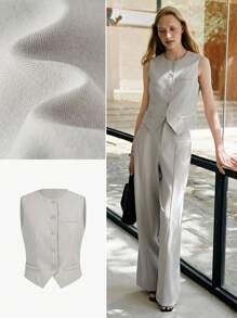 MOTF PREMIUM 女士圆领前袖纽扣衬衫 - 淺灰色 - 查看 2