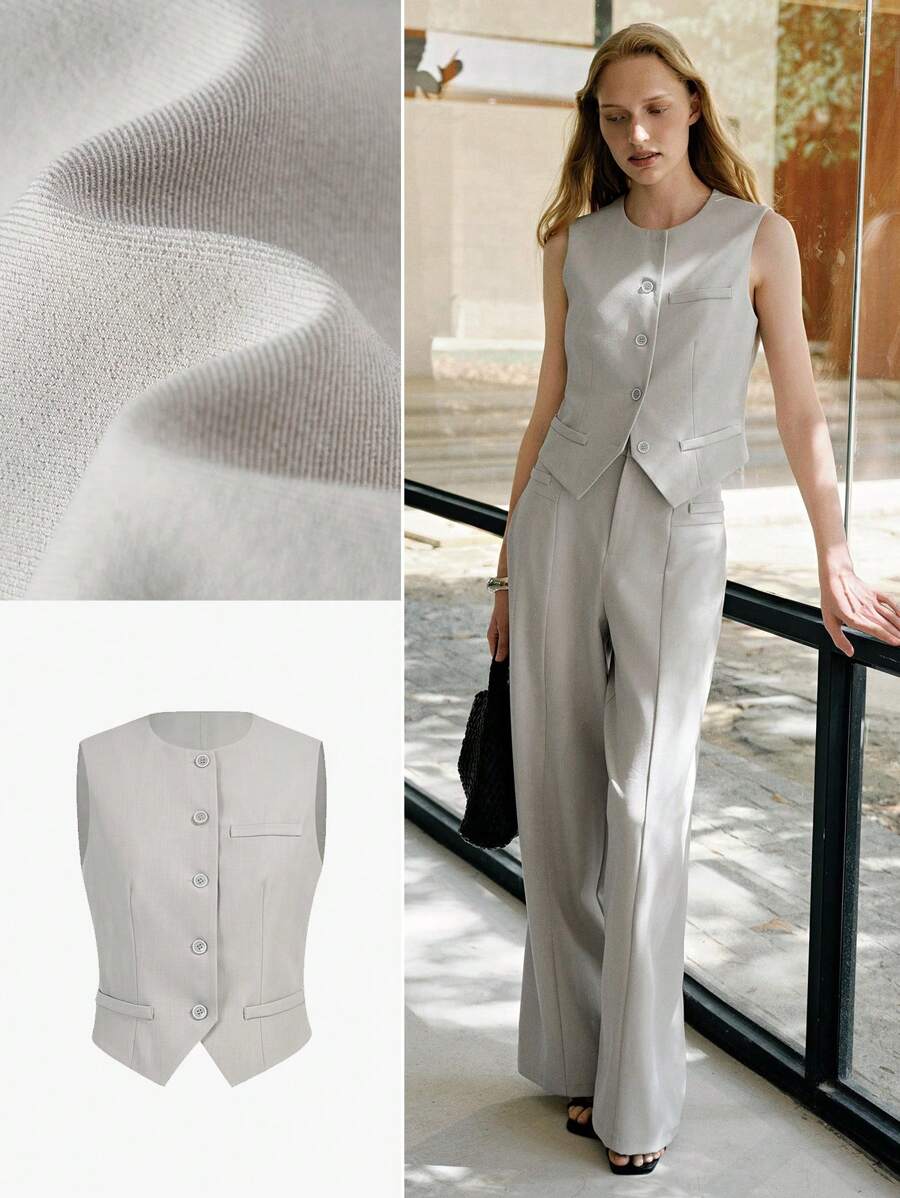 MOTF PREMIUM 女士圆领前袖纽扣衬衫