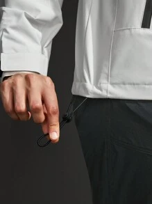 SHEIN Sports Women Hooded Zipper Pocket Long Sleeve Solid Color Simple Fashionable Popular Sports Jacket - White - View 10