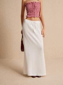 SHEIN Frenchy Faldas de mujer, faldas maxi hasta el suelo, faldas blancas, atadas a la cintura, faldas lindas, faldas de cintura baja, faldas de trabajo, faldas abultadas, ropa de mujer de otoño, faldas largas versátiles