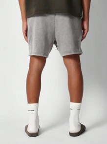 SUMWON Regular Fit Drop Crotch Washed Essential Short - Brown - View 4