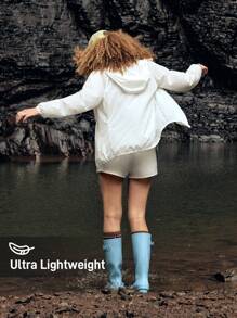 In My Nature 女士休闲轻便连帽拉链防晒夹克 - 白色 - 查看 4