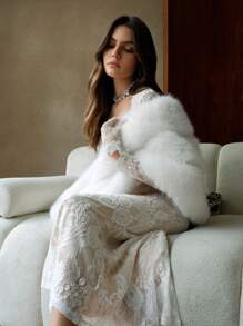 Anewsta Elegant Women's Fluffy Shawl, Winter For Holiday Party Clothes