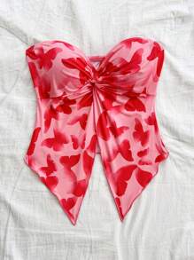 Soleia 女士抹胸扭纹全印花背心，适合休闲和度假 - 彩色 - 查看 4