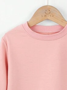 Casual Fashionable Baby Girls Halloween Element Cute Ghost Floral Letter Slogan Print Crew Neck Basic Sweatshirt - Pink - View 6
