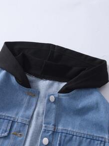 SHEIN 2pcs/Set Tween Girls Casual Patchwork Knit Sweatshirt And Jeans Jacket With Pants