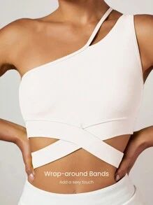 GLOWMODE SHEIN GLOWMODE X Marika Sila FeatherFit™ Flex Appeal One Shoulder Sports Bra Tank Top Low Impact Yoga Daily