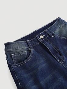 Quần jeans ống loe cạp thấp họa tiết mặt trăng, mặt trăng, ngôi sao, thiên niên kỷ, phong cách Grunge Punk Y2k cổ điển cho nữ tuổi teen - Rửa tối - Xem 4