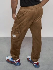 Manfinity EMRG Pantalones rectos informales con cintura elástica suelta, estilo streetwear estadounidense