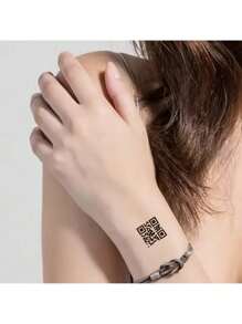 6 Pcs "I Love You" QR Code Tattoo Sticker Waterproof Temporary Tattoo - Black - View 1