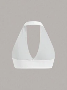 Easithlete Sujetador deportivo de color uniforme/retorcido/cuello de halter/sin costuras - Multicolor - Ver 5