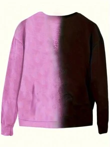 INAWLY Sudadera de cuello redondo de manga larga con estampado de calavera de bloques de color para mujer de talla grande