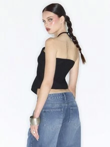 MUSERA Y2K Halter Neck Cami Top Summer Ibiza Going Out Tops