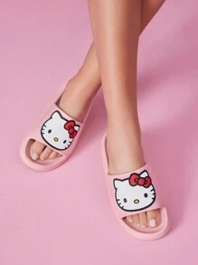 HELLO KITTY AND FRIENDS | SHEIN 女士卡通猫图案超轻舒适 EVA 拖鞋，适合户外、室内、浴室 - 粉色 - 查看 7