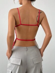 SHEIN EZwear Débardeur décontracté d'été sans dos unicolore pour femmes