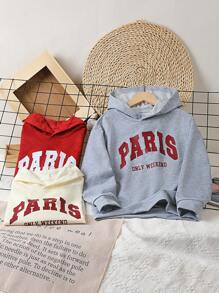 SHEIN 3 piezas sudaderas con capucha casuales de uso diario con estampado de letras para niños preadolescentes