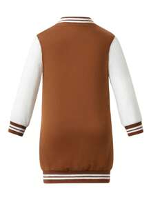 SHEIN فستان بلوك ألوان بطبعات بسيطة للفتيات الصغيرات - بني - مشاهدة 2