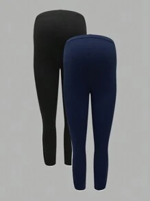 SHEIN سراويل ضيقة للأمهات طول الكاحل بخصر عالٍ قابل للتعديل، طرف منحني مع ربط تباين - متعدد الألوان - مشاهدة 10
