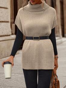 EMERY ROSE 女士高领纯色休闲毛衣背心 - 駝色 - 查看 6