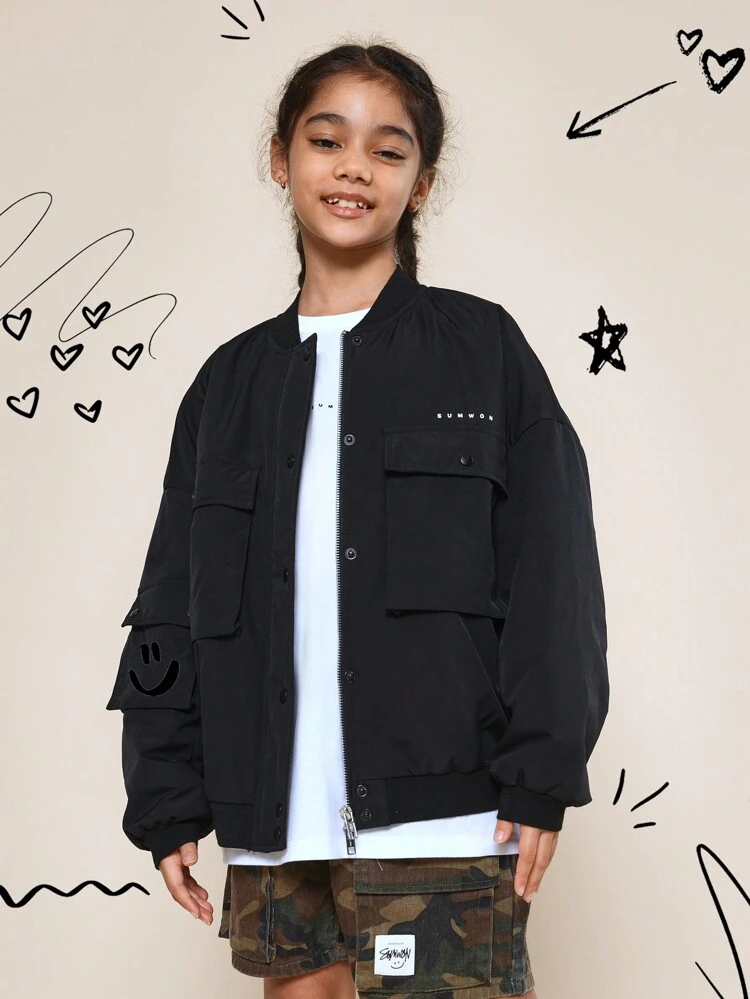 Utility Bomber Outerwear With Multiple Pockets