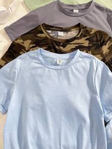 10 件套青少年男孩圆领短袖 T 恤和短裤 - 淺藍色 - 查看 3