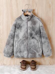 男童羊毛高领运动衫，侧面有口袋